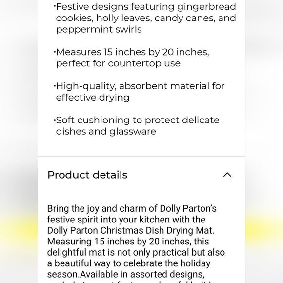 Dolly Parton Peppermint & Candy Cane Holiday Drying Mat - Picture 4 of 7